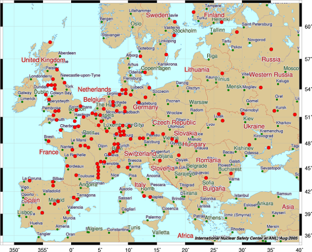 ヨーロッパの原発世界地図